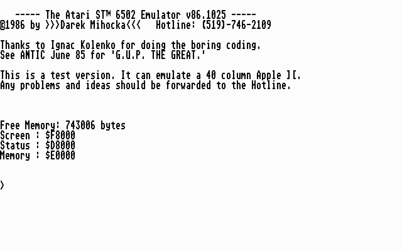 6502 Emulator - Apple ][ atari screenshot
